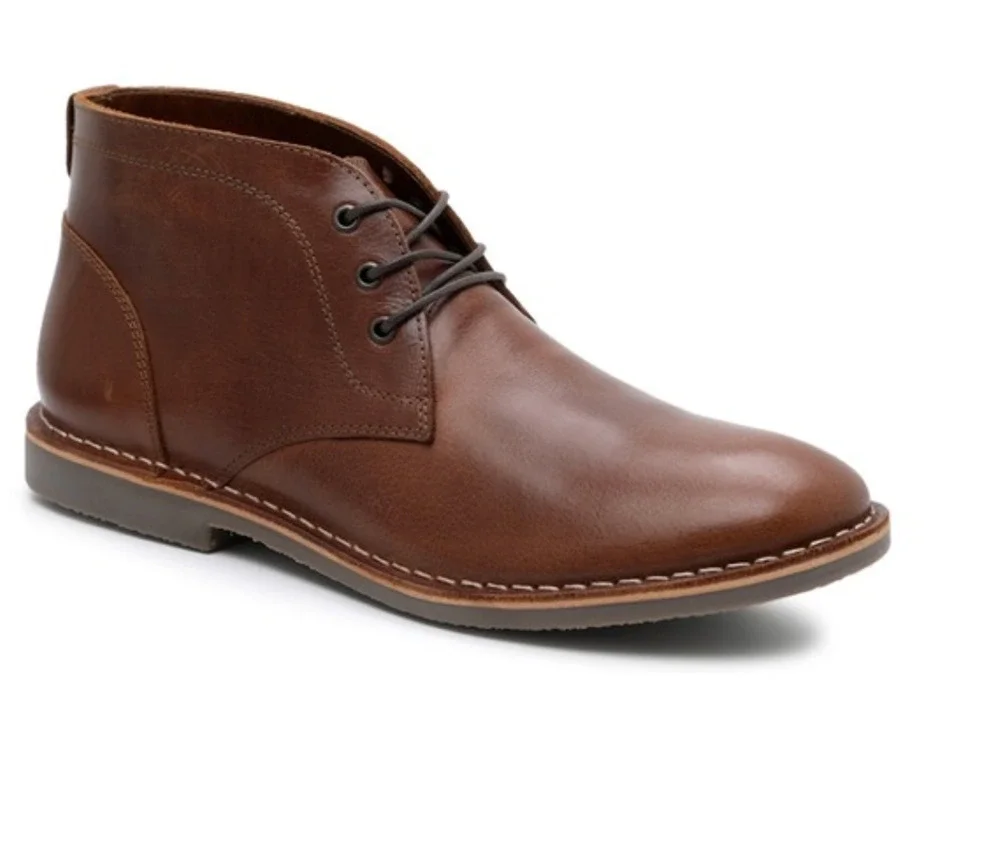 Crown Vintage Men Casper Chukka Boots 9.5 Cognac Tan NWT Lace Up Oxford Leather
